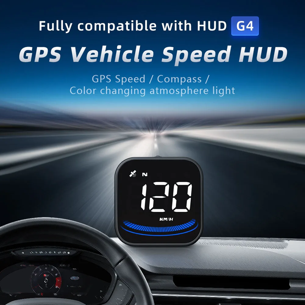 

G4 Car HUD Speedometer Head Up Display Digital GPS HUD With LED Display Ambient Light Compass Overspeed Fatigue Driving Reminder