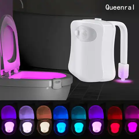 Умный ночник для туалета, светодиодный светильник с пассивным ИК датчиком движения 8/16 цветов водонепроницаемая подсветка для ванной комна...