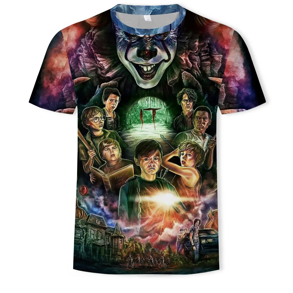 

Horror Film Het Pennywise Clown Joker 3D Print T Shirt Mannen/Vrouwen Hip Hop Streetwear Tee t-shirt 90s Jongens Cool Kleding Ma