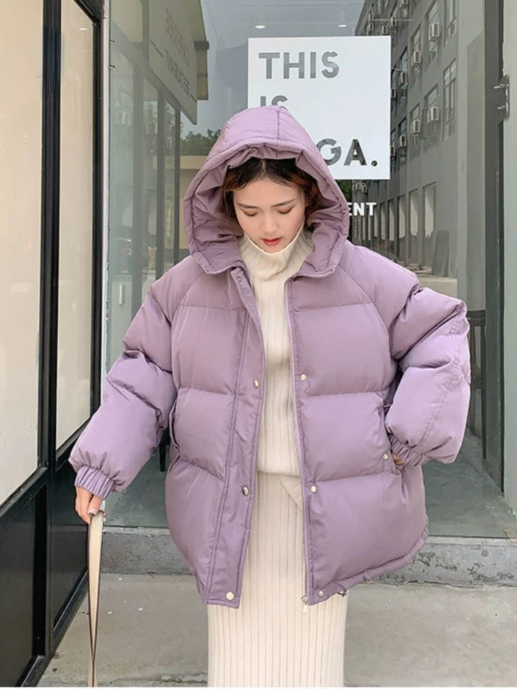 Neue 2020 Frauen Kurze Jacke Winter Dicken Kapuze Baumwolle Gepolsterte Mäntel Weiblichen Koreanischen Lose Puffer Parkas Damen Oversize Outwear