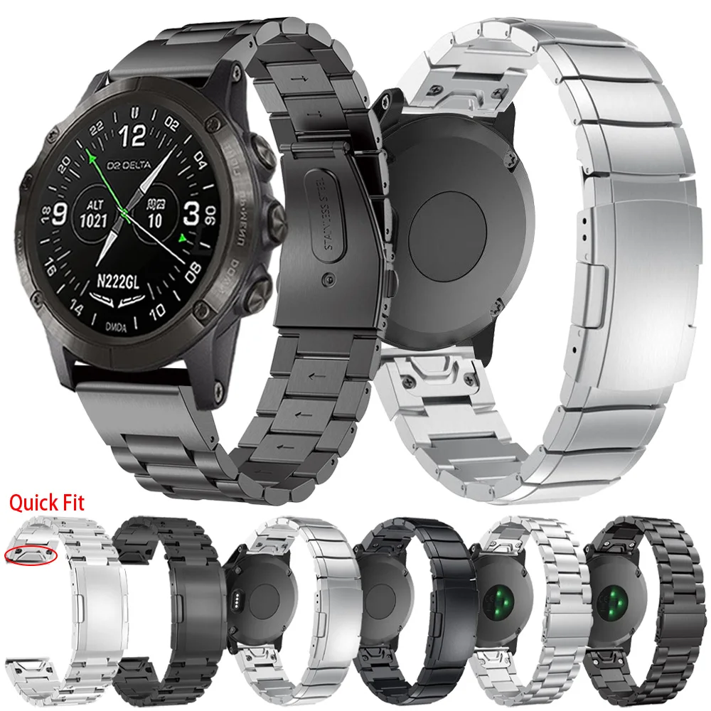 

Ремешок QuickFit из нержавеющей стали для Garmin D2 Delta PX Bravo/ Charlie/ Mach 1 ремешок для часов 22 мм 26 мм браслет металлический пояс Браслеты