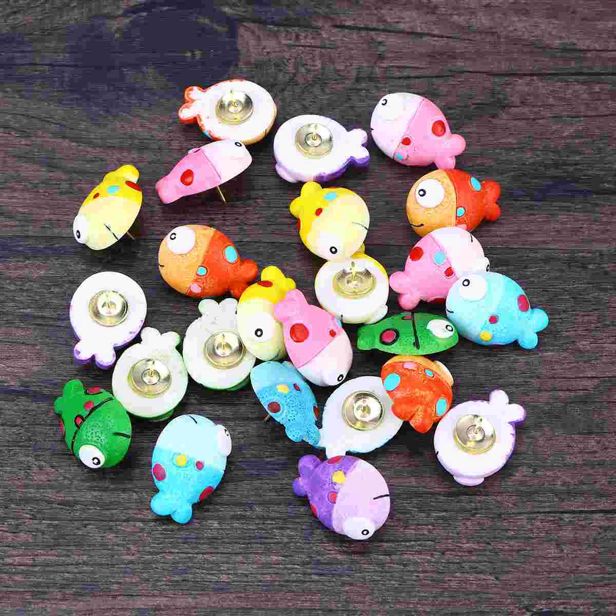 

24 Pcs Clownfish Plastic Thumbtacks Cartoon Drawing Pin Push Pin Set for Maps Calendar (As Shown, Average Mixed Pack)