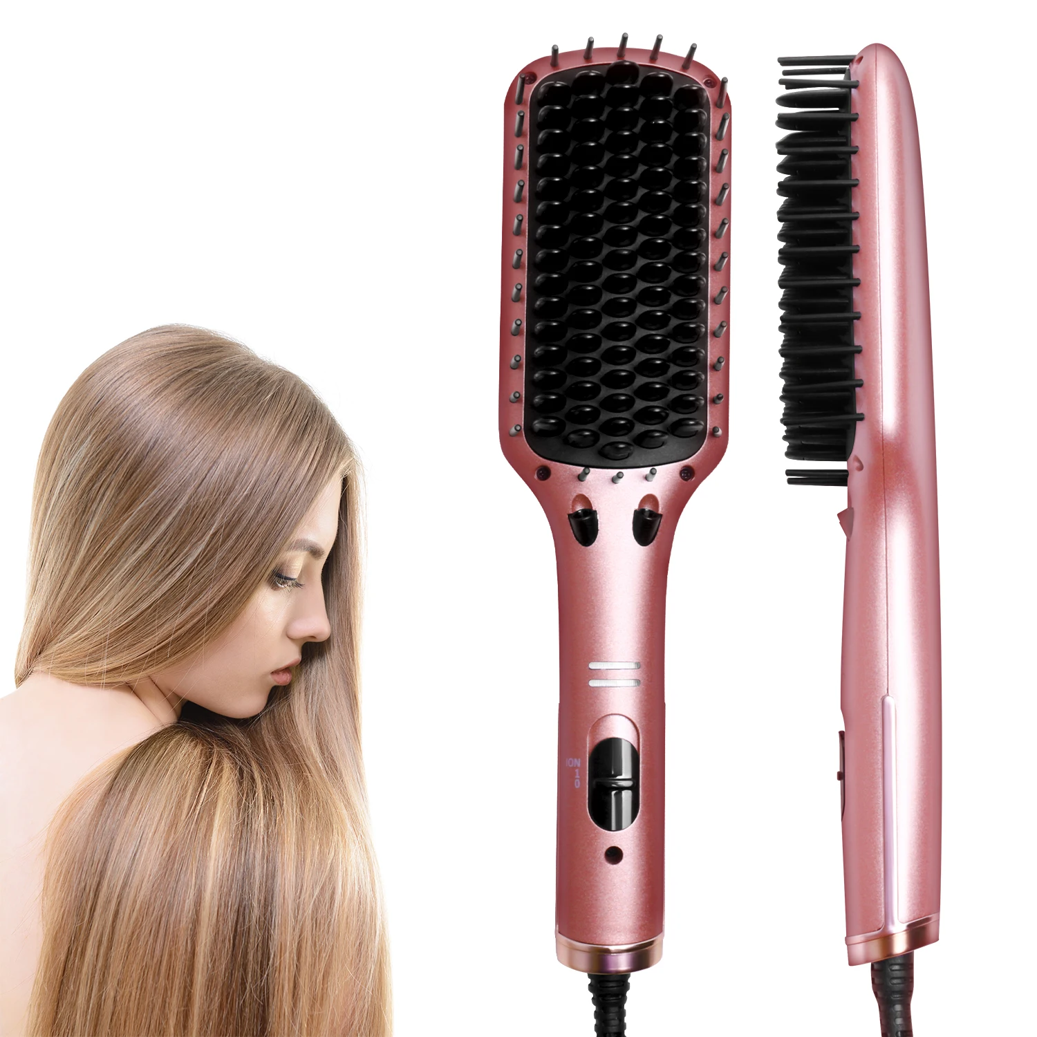 

Professional Hair Straightening Brush Ceramic Ionic Hair Straightener Brush Anti-Scald Hair Heating Comb Men Beard Straightener