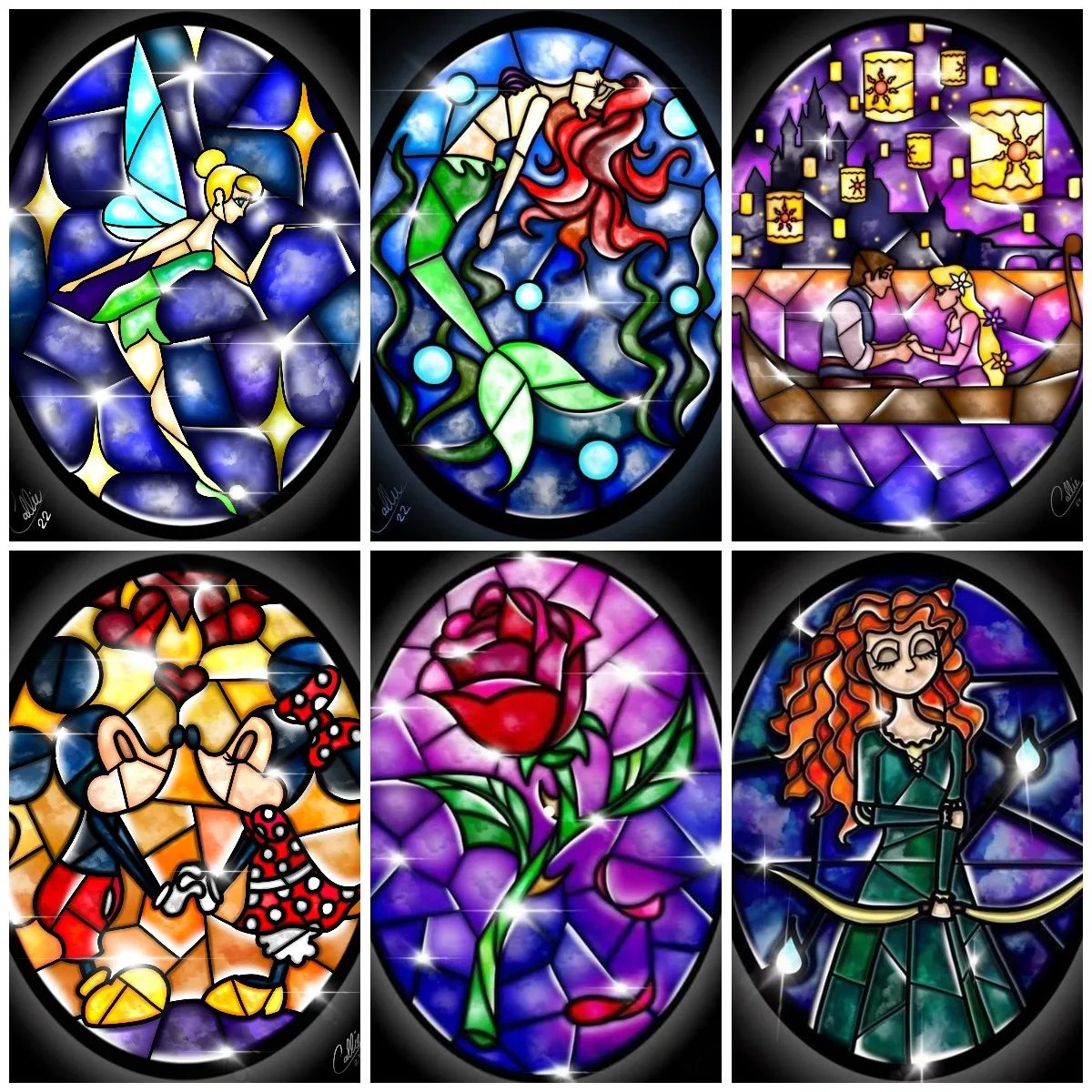 

5D Diamond Painting Disney Stained Glass Princess Characters Mickey Mouse Sailor Moon Cross Stitch Kits Embroidery Home Decor