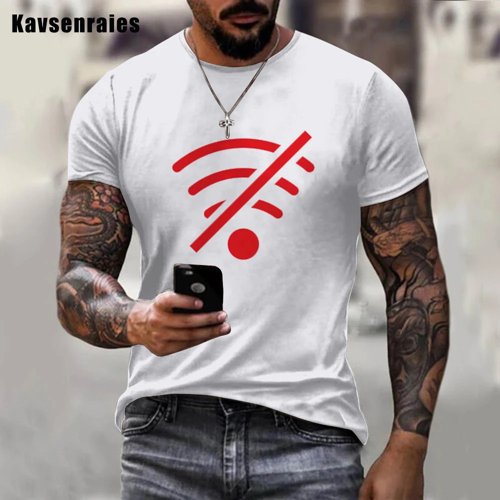 

Новинка 2022, забавная Мужская футболка с 3D Wi-Fi принтом, мужская и женская модная повседневная футболка оверсайз с круглым вырезом и коротким ...