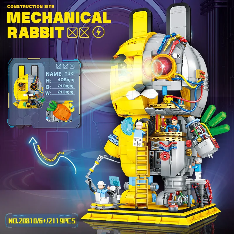 Фото 2119 шт. MOC, технические креативные механические строительные блоки с кроликом, кирпичи, сборка моделей, игрушки для детей, подарочный набор на день рождения №1