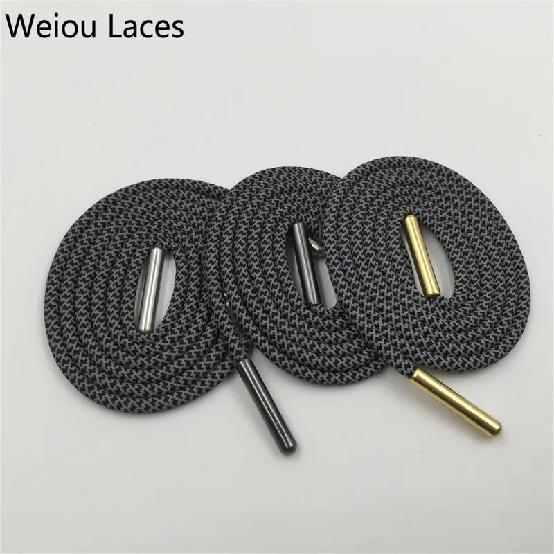 (30pairs/Lot)Weiou Running Walking Round 3M Reflective Shoelaces With Metal Aglets Gold Silver Gunblack Safety Laces For Men
