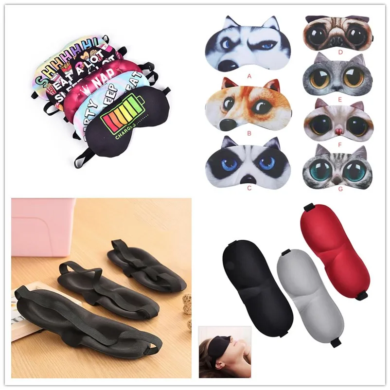 

16 Styles 3D Printing Eye Mask to Help Sleep Animal Shade Sleep Mask Black Mask Bandage on Eyes for Sleeping