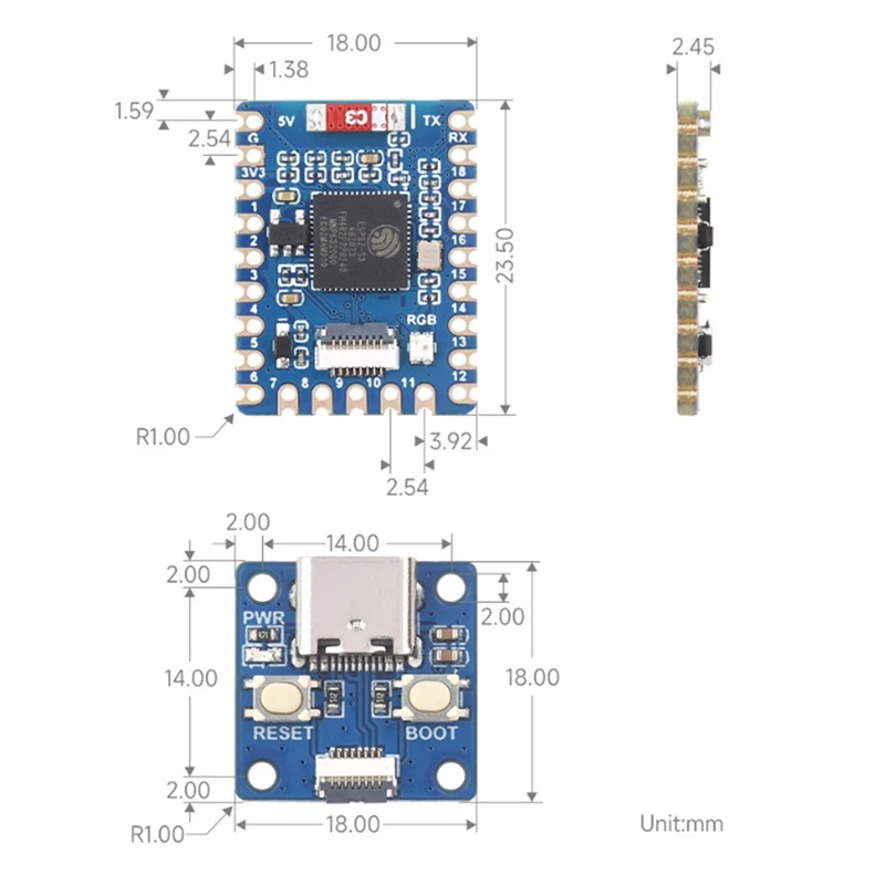 ESP32-S3-Tiny Макетная плата Bluetooth LE + 2 4 ГГц Wi-Fi на базе ESP32-S3FH4R2 ESP32-S3 Мини-макетная