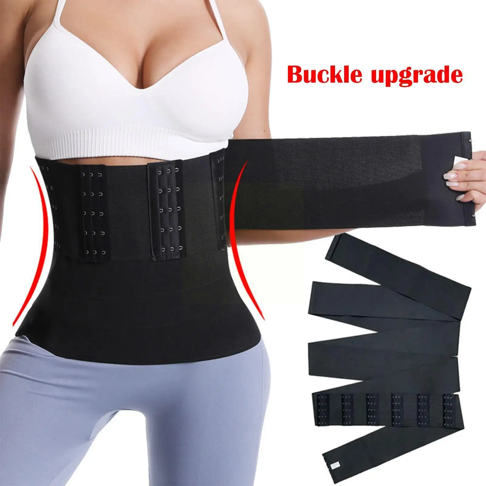 

Black Waist Trainer For Women Waist Trimmer Wraps Belt For Stomach With Loop Snatch Bandage Wrap Free Size Tummy H0L7