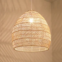chinese pastoral weaving pendant lamp chandeliers for living room bedroom study balcony entrance hanging lighting fixtures