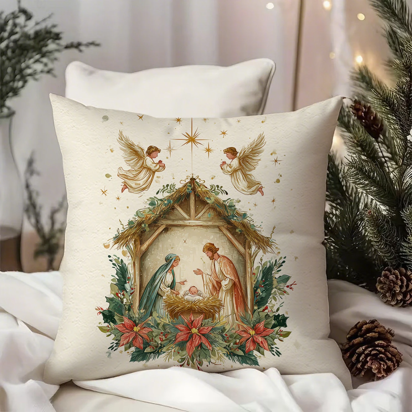 

Наволочка Angel Nativity Pattern 100% полиэстер