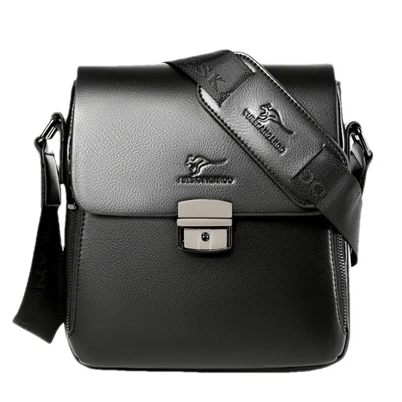 Buckle Leather Men's Shoulder Bag Vertical Strap HandBag Male Luxury Messenger Bag Casual Crossbody For Men