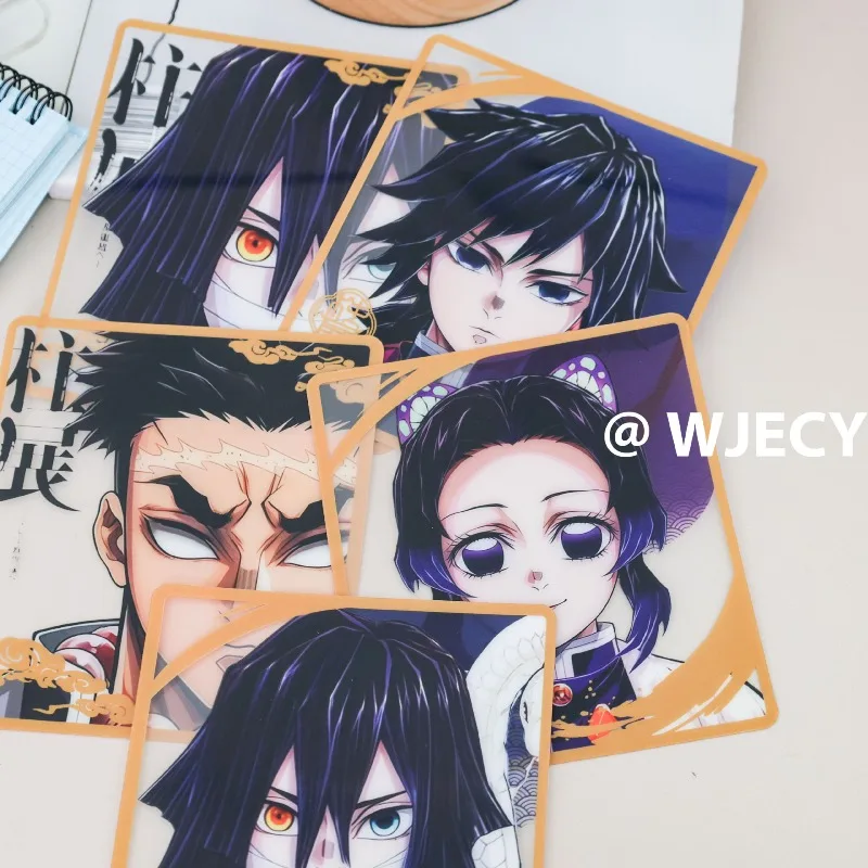 Фото Demon Slayer ПВХ прозрачная открытка Giyuu аниме фигурки мультфильм открытка настольная декоративная закладка милые товары игрушка в подарок №2