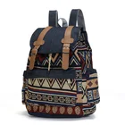 Женский рюкзак в этническом стиле, вместительный Повседневный ранец из денима контрастных цветов, Женская креативная сумка для школы и студентов