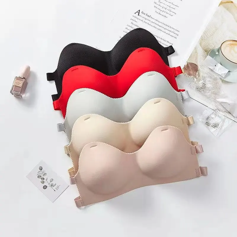 

1Pcs Women Bra Lingerie Underwear Sexy Strapless Nylon Pure Color Breathable Sexy Invisible Lingerie