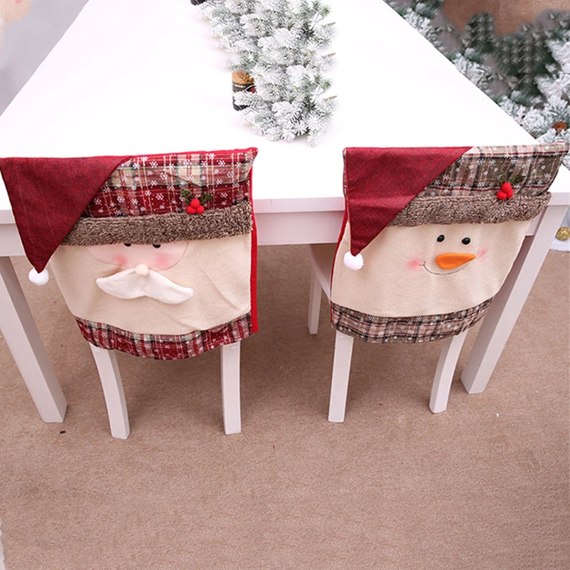 

1 шт. Рождественский чехол на стул с надписью "Merry Christmas", "шляпа Санта Клауса", Чехол на обеденный стул на Новый год 2023 вечерние ничный домашний...