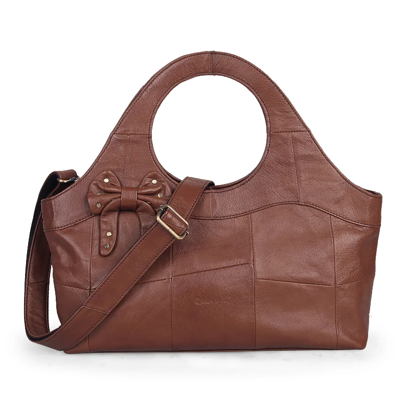 Cobbler Legend Handbags for Women Retro Large Capacity Tote Bag Bow Top Handbag Genuine Leather Shoulder Travel Bags1210