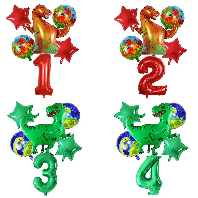 

6Pcs Big Dinosaur Birthday Foil Balloons Blue Green Number Balloons Dino Party Theme Animal Birthday Party Decoration Kids Toy
