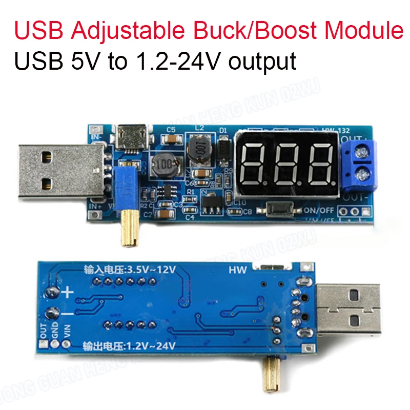 

1PCS 5V USB Boost/Buck Power Module 3W Adjustable Boost Buck Converter Output DC 3.5V- 1.2V 1.2V-24V
