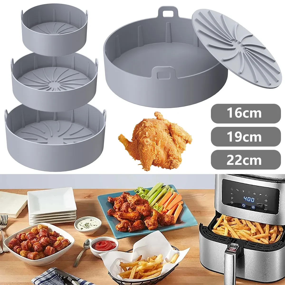 

for Airfryer Reusable Air Fryer Accessories Baking Basket Pizza Plate Grill Kitchen Cake Cooking Baking Tools