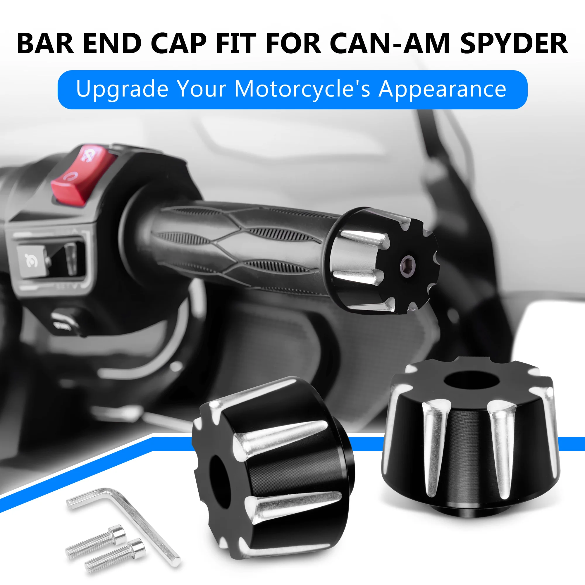 Фото Для Can-Am Spyder F3 / RT / ST 2015-2023 и RT-L 2012-2023 – Алюминиевые утяжелители руля / заглушки руля – снижают вибрацию рук. №1