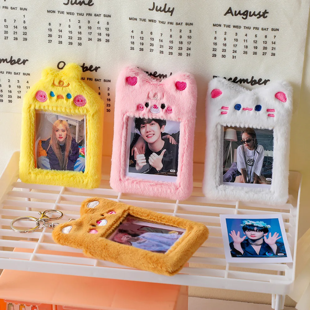 

Soft Plush Photocard Holder Idol Photo Business Card Key Ring School Bag Pendant Cartoon Stationery Keyring Bag A121