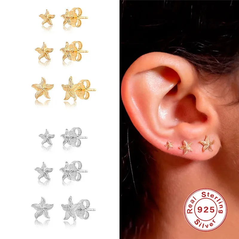 

Aide Multiple Sizes Brincos Banhados A Ouro 18k Earrings For Teens Starfish Stud Earing Piercing 925 Sterling Silver Earring