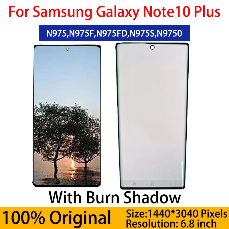 

Оригинальный AMOLED-экран note10 + с ожогом тени для Samsung Galaxy ЖК-дисплей note 10 Plus дисплей N975 сенсорный экран дигитайзер N975F