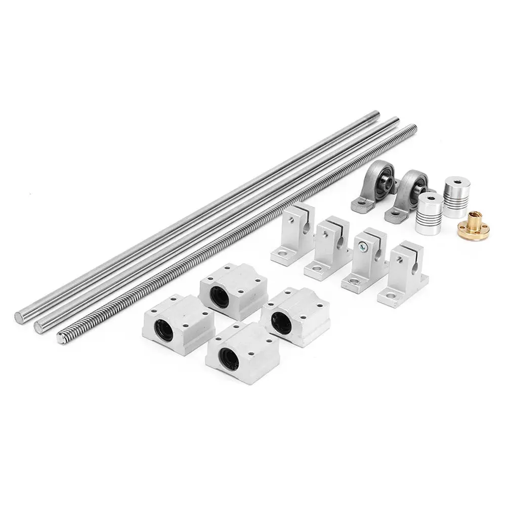 

T8 Dual Lead Screw Shaft Rod Set Linear Rail Guide Slider Coupling Bearings KP Support Block CNC Part 200 250 300 350 400 500mm