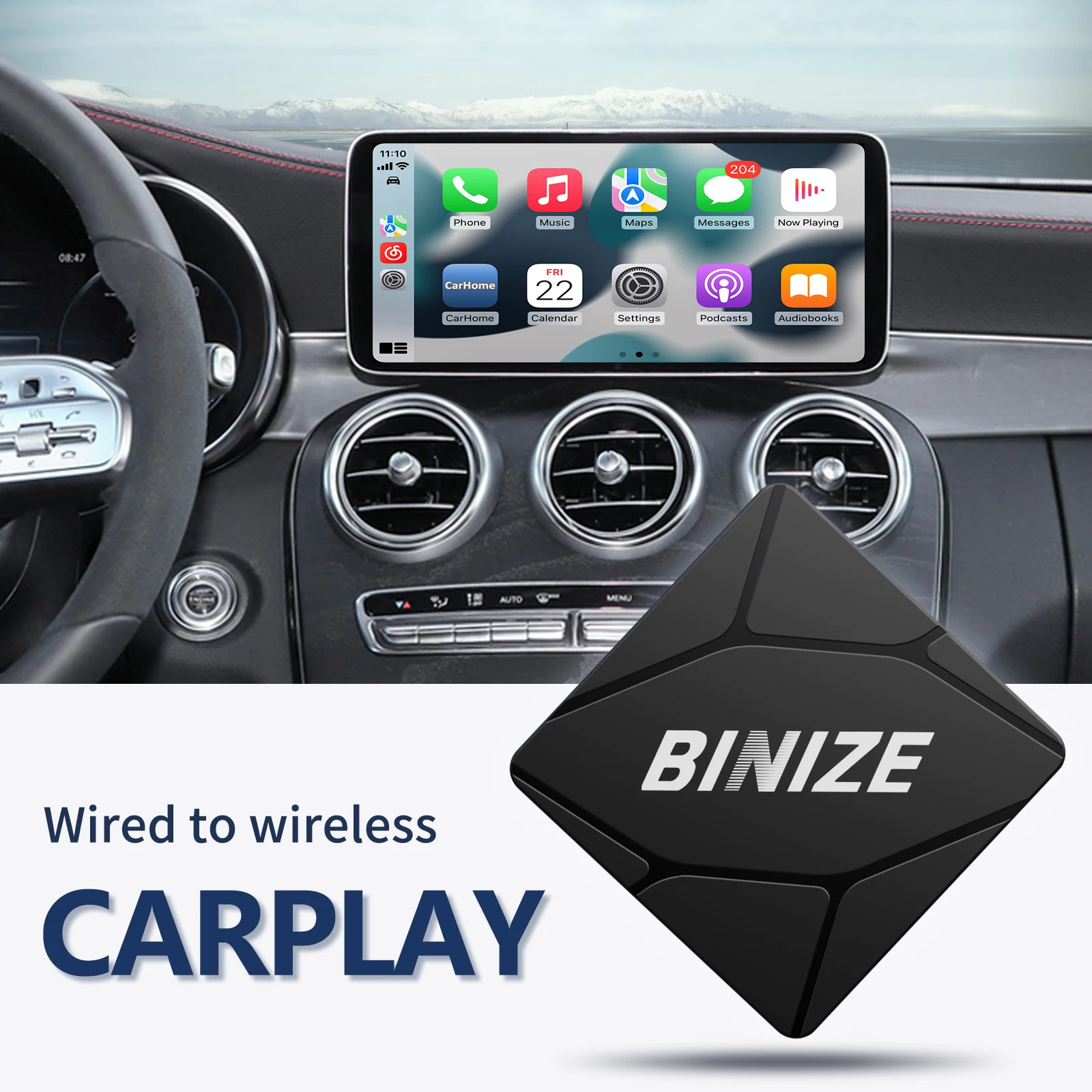 

Binize 2 в 1 беспроводной адаптер CarPlay проводной к беспроводному Android Auto для Toyota Mazda Nissan Kia Hyundai Ford Opel