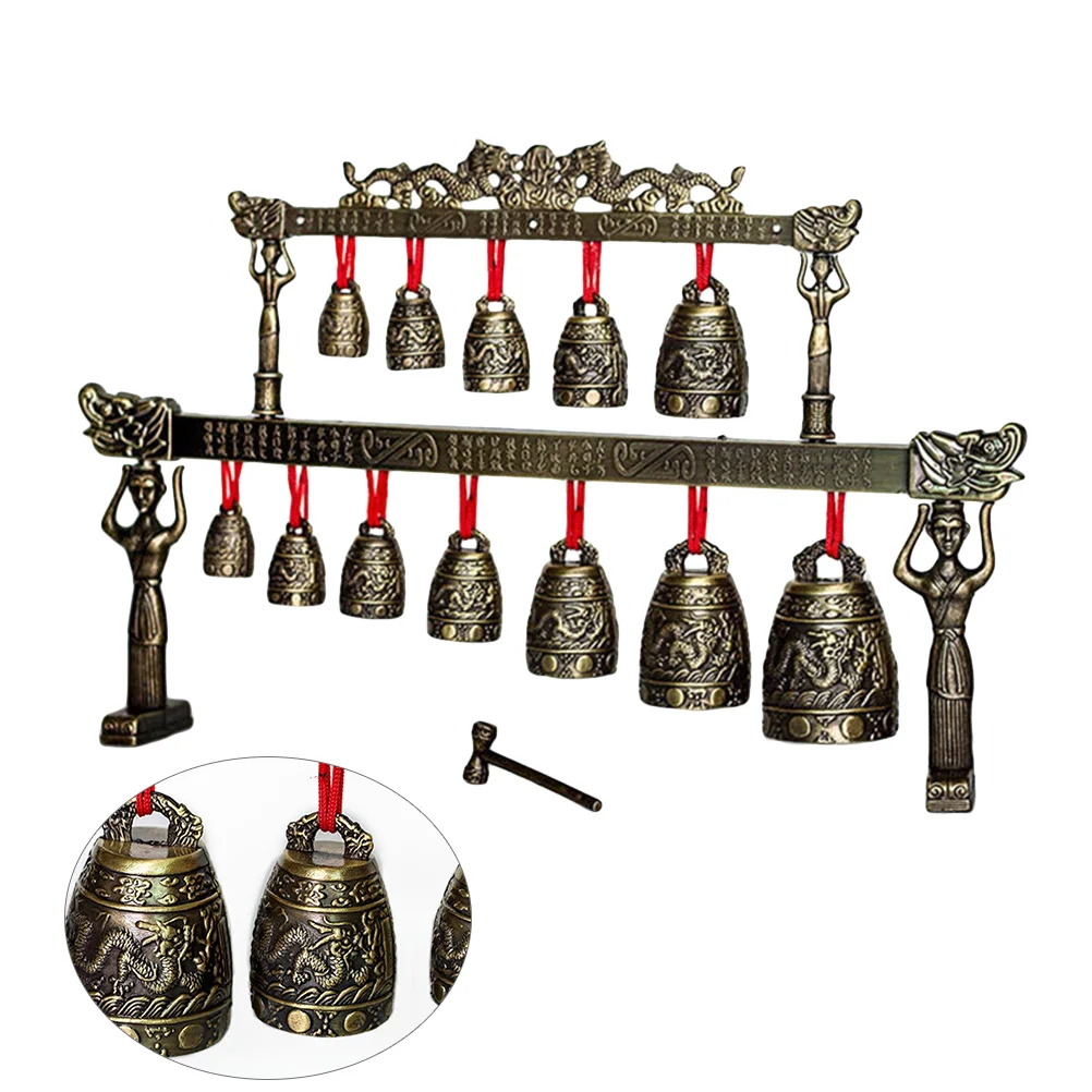 

Chinese Bell Instrument Chimes Musical Percussion Style Instruments Alloy Retro Wind Bronze Single Layer Chime Classical Ancient