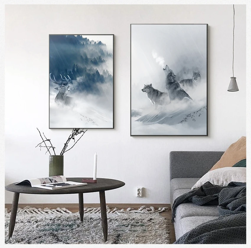 Модульные картины Snow Mountain для гостиной дома настенный постер с животными в