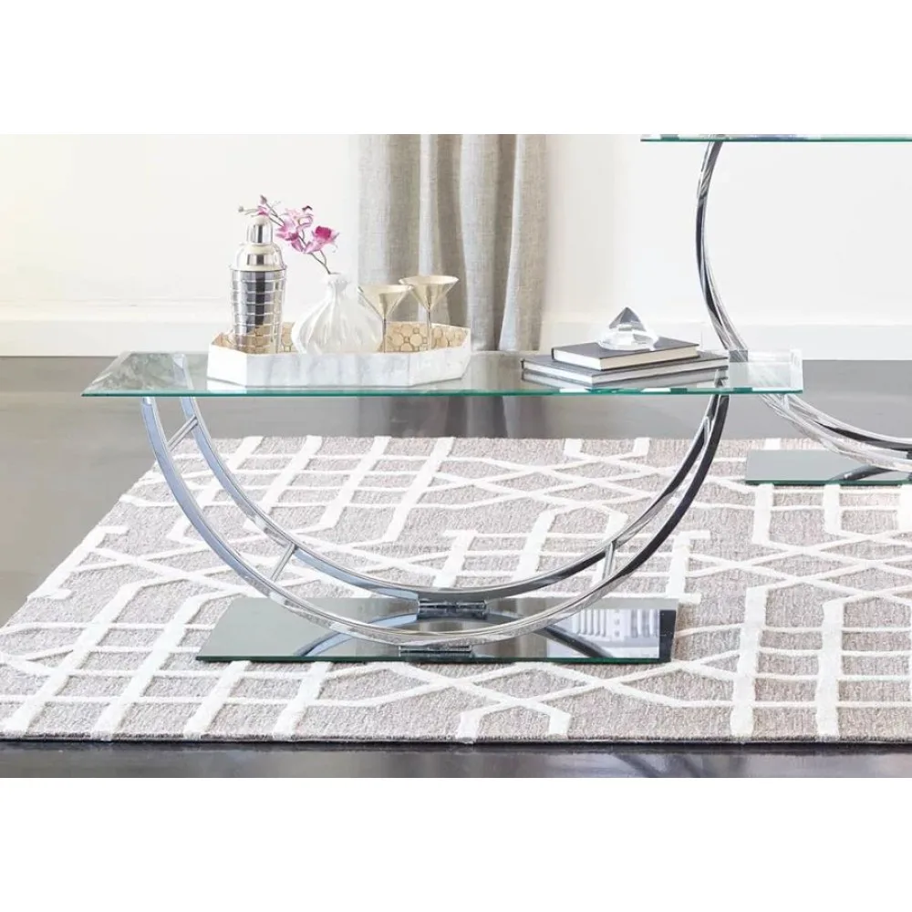 

Coaster 704988-CO Glass Top Coffee Table, Chrome