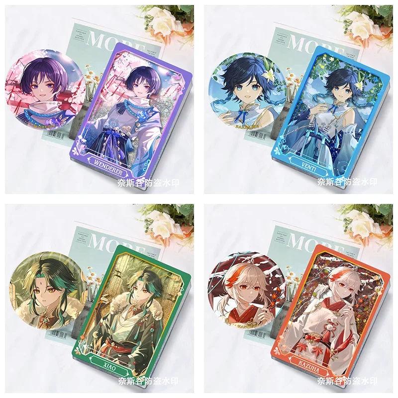 2024 аниме Genshin Impact Wind God Game Kaedehara Kazuha Venti Balladeer Xiao Quicksand Маджонг Значок Стенд Карты