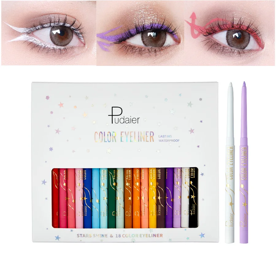

18 Colors/Box Eyeliner Gel Pencil Set Waterproof White Colorful Matte Eye Liner Cream Pen Long-Lasting Easy To Wear Makeup Kit