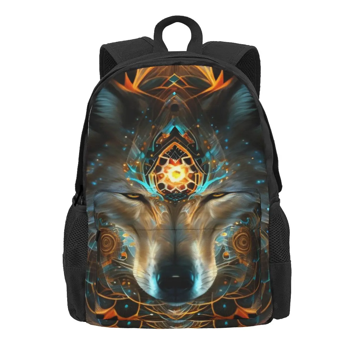 

Funny Wolf Backpack Teen Mandala Style Soft Backpacks Polyester Style School Bags Sport Custom Rucksack