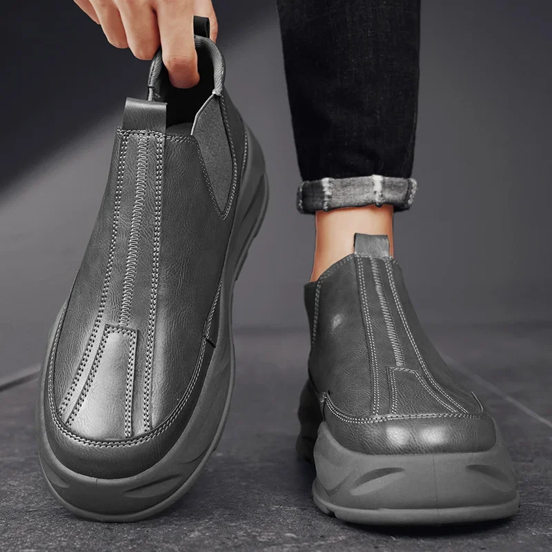 Мужские ботинки на толстой подошве в британском стиле