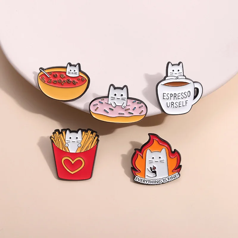 Металлические броши в виде милого кота заколка креативные Мультяшные аксессуары