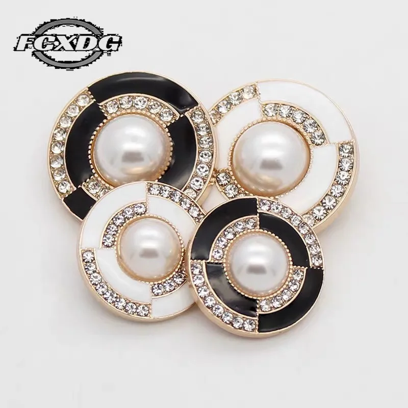 10pcs Luxury Rhinestone Buttons for Coat Sewing Material Sewing Accessories Pearl Buttons 23mm Decorative Buttons for Clothing