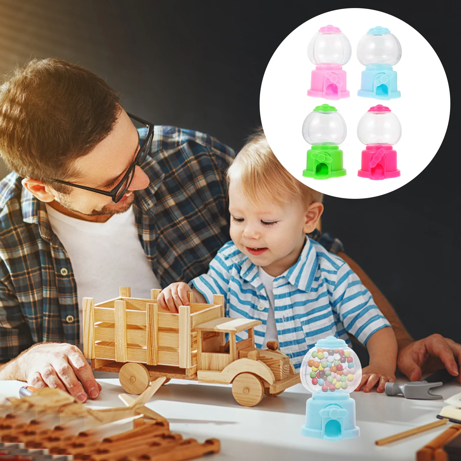 

4pcs Gumball Bubble Machine Toy Plastic Gumball Machines Gumball Machine