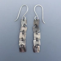 punk square metal geometric dangle earrings antique silver color carving hanging drop earrings for women jewelry
