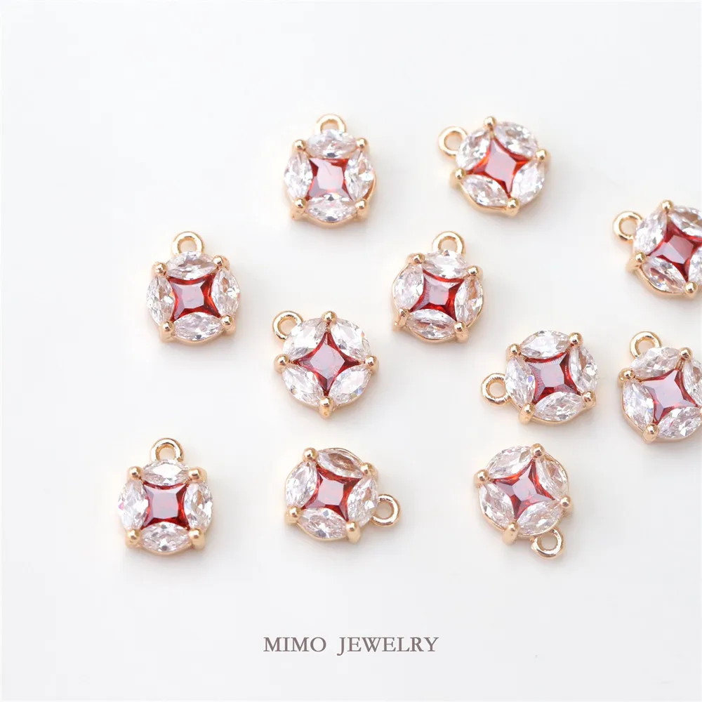 

Color Preserving Copper Plating Microinlaid Zircon Mini Copper Coin Pendant Lucky DIY Handmade Accessories
