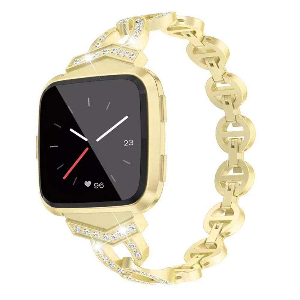 Luxury Metal Straps for Fitbit Versa 2/Fitbit Versa Lite Bands Bracelets Jewellery Watchband for Fitbit versa Smart Watch Woman