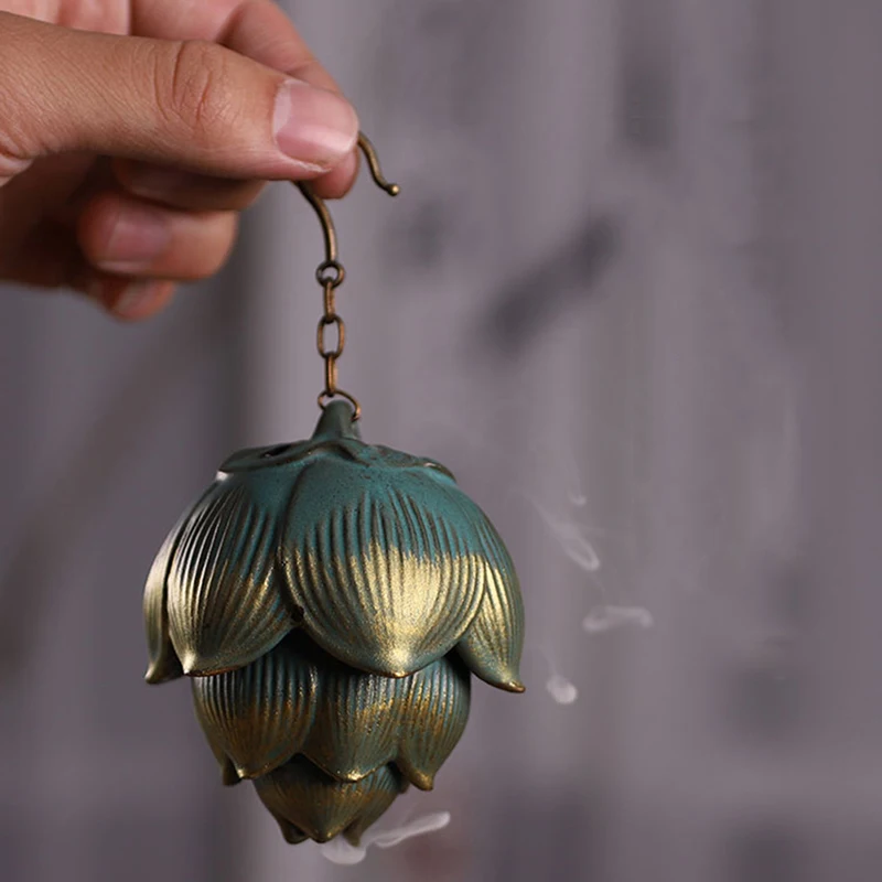 

Креативный подвесной шар в форме лотоса, ароматическая горелка с обратным потоком, керамическая печь для ароматерапии, полый держатель для благовоний, домашний декор