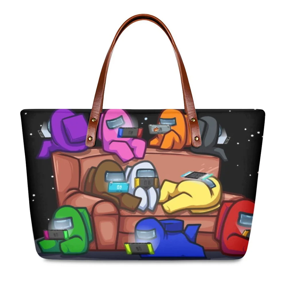 

HaoYun Luxury Women's Totes Handbags AMONG-US Anime Pattern Large Capacity Girls Shoulder Bags Stylish Ladies Purse Bags