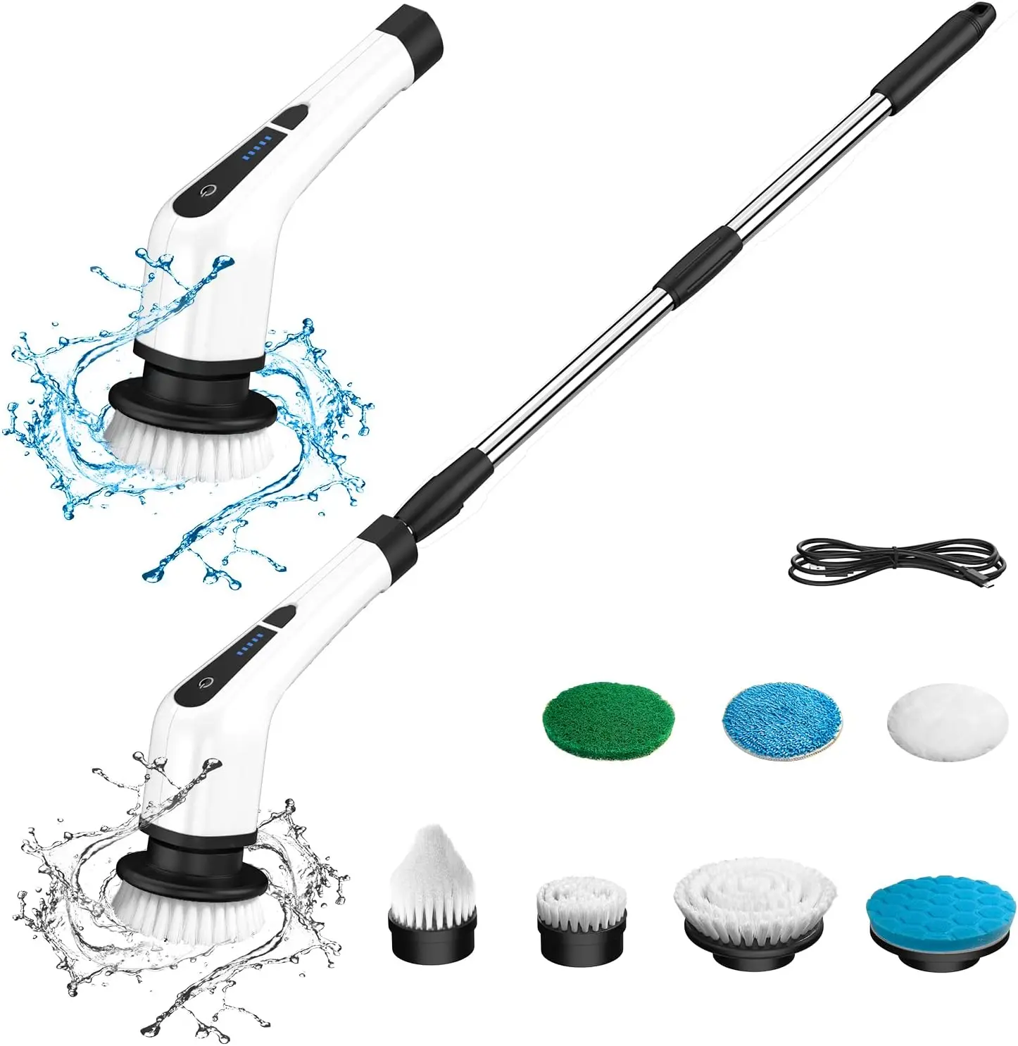 

Scrubber, Bathroom Cleaning Brush, Upgraded Version with 7 Replacement Brush Heads and Extension Handle, Suitable for Cleaning