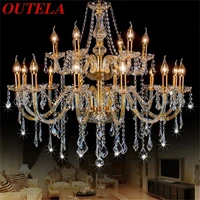 outela modern chandelier led lighting pendant lamp crystal gold candle fixtures indoor for home hotel hall