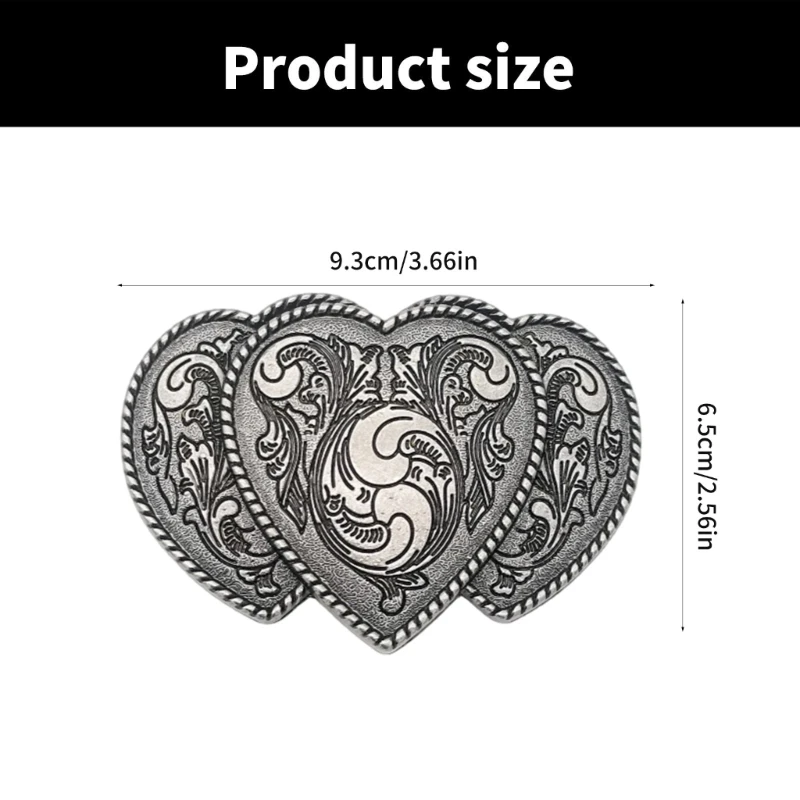 SZL Западная пряжка с цветочным принтом нежная гравировкой в ​​виде сердца