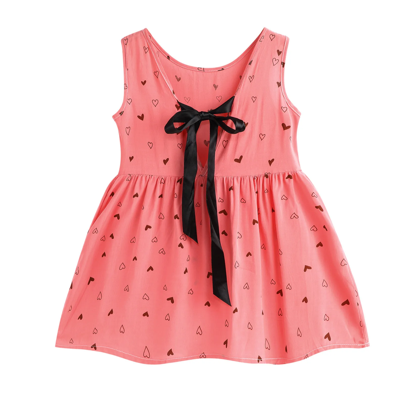 

Girl Kids Dress Backless Sleeveless Summer Dresses Bowknot Print Sundress For Girls Breathable Casual Children's Elegant Dress